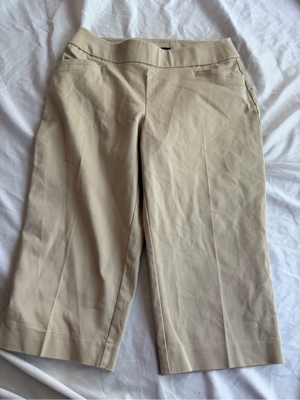 Napa Valley Women's Khaki Cropped Pants Size 6P Petite Elastic Waist
